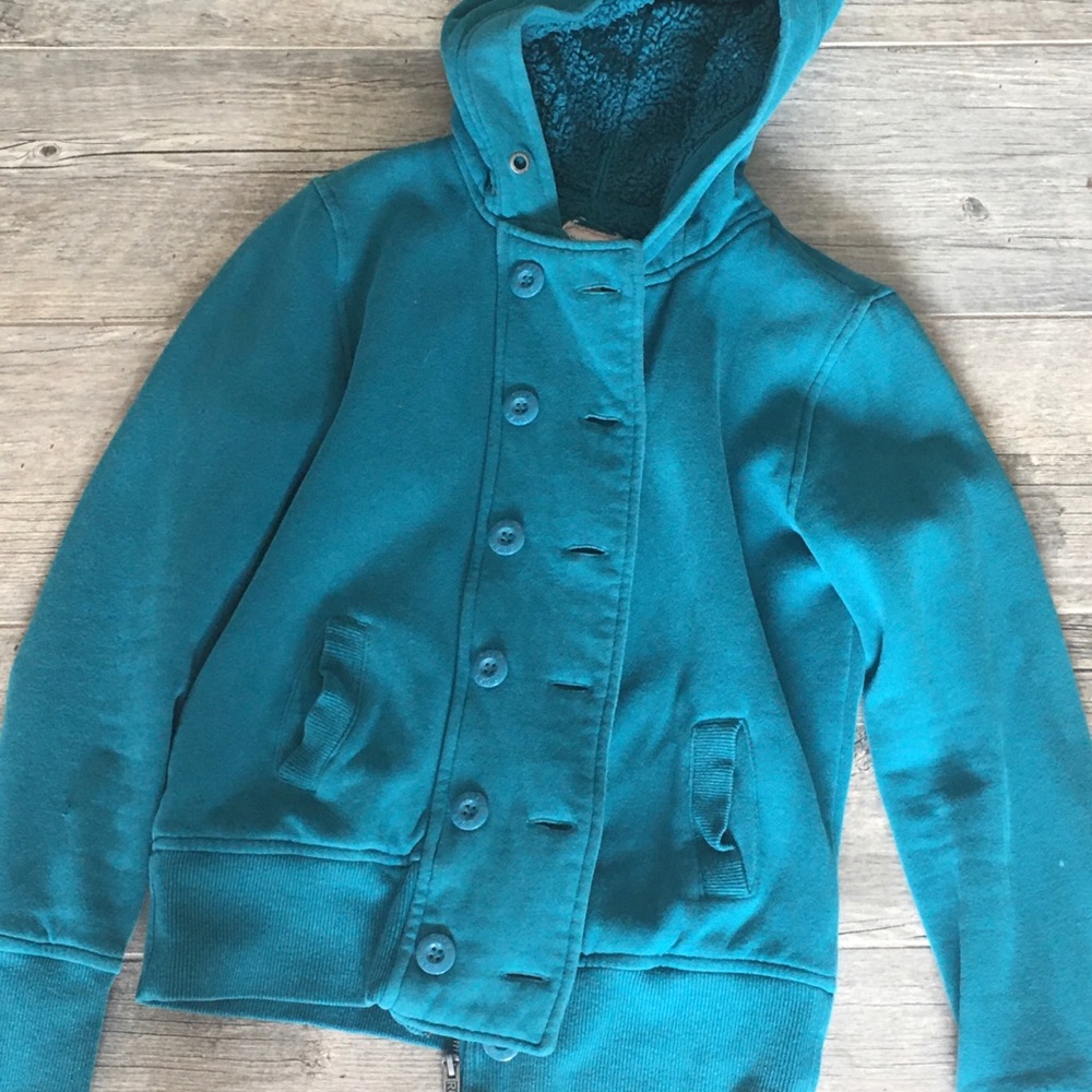 Roxy size S sweatshirt hooded zip up button up